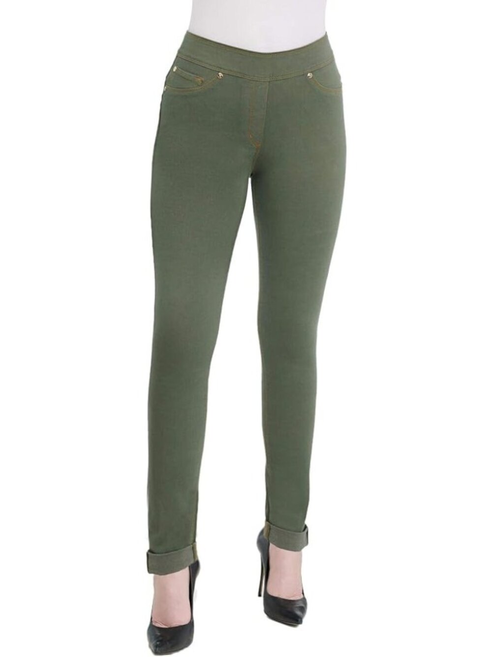 NYGARD SLIMS Luxe Denim Skinny Cuff Jeans~Size 2X~Olive Plus Size NWT L10 13